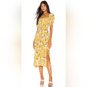 Faithfull the Brand Yellow Floral Midi Dress